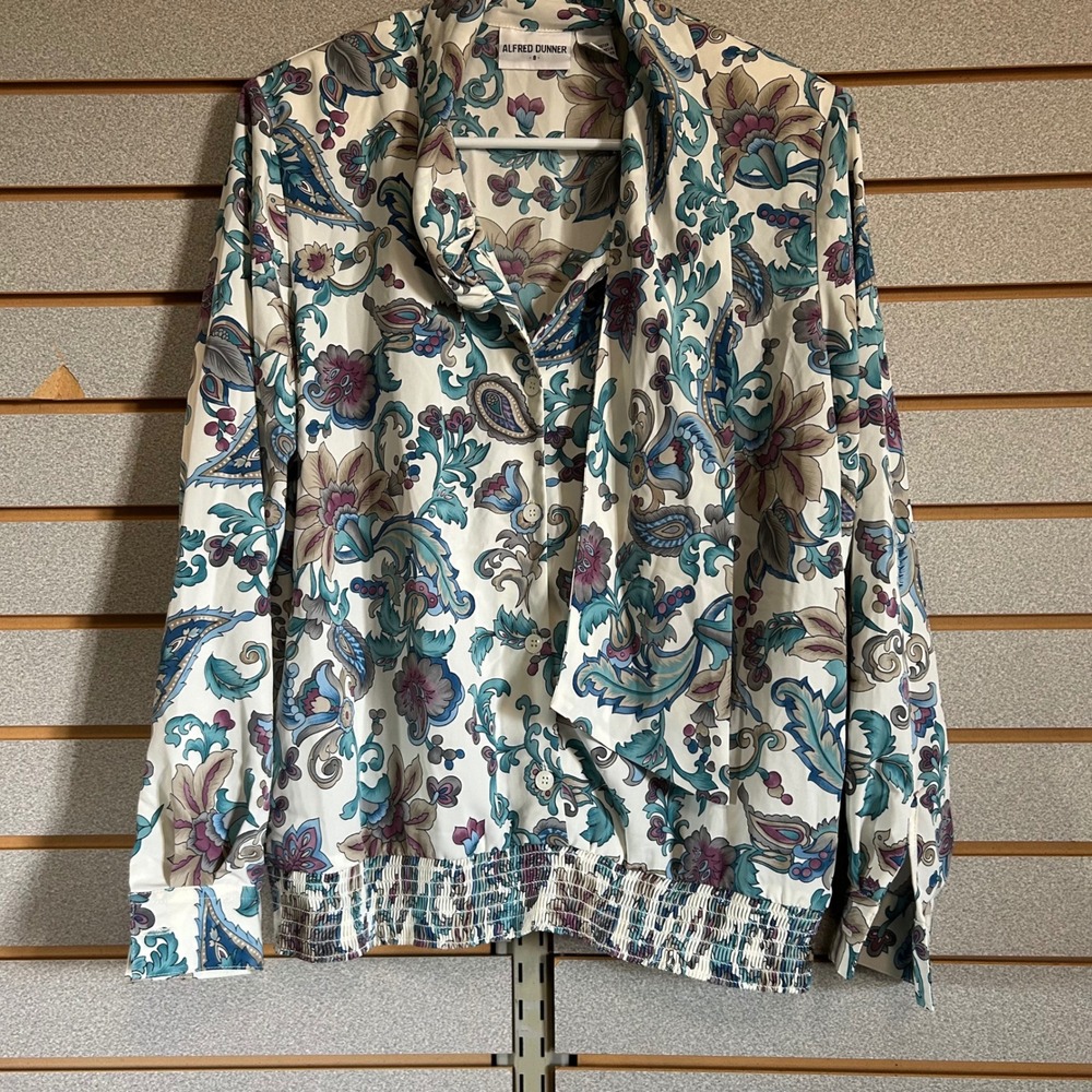 Alfred Dunner Women's Floral Print Long‎ Sleeve Blouse Shirt Size 8